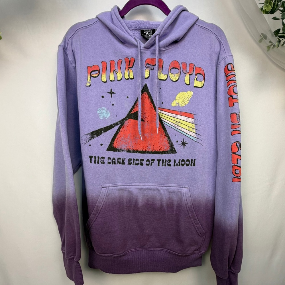 Pink Floyd Dark Side of the Moon 50th Anniversary Purple Ombre Hoodie Mens M